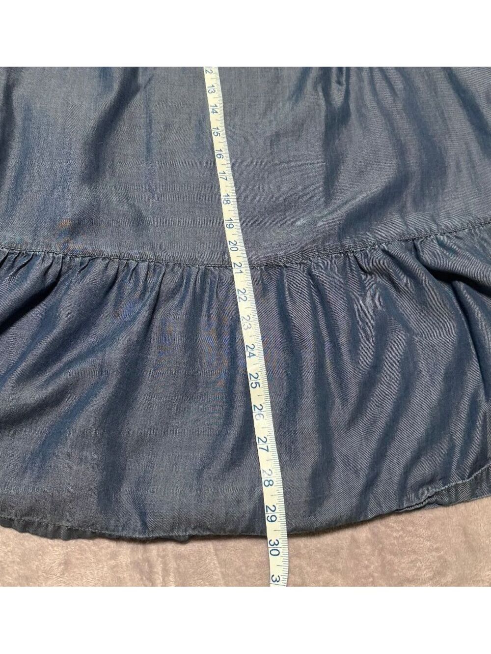 Tommy Bahama St. Lucia Blue Peasant Dress Puff Sleeve Ruffle Hem Size L - Picture 3 of 6
